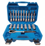PASS-THROUGH SOCKET SET FOR SHOCK ABSORBERS WITH RATCHET | 18 PCS. (ST018)