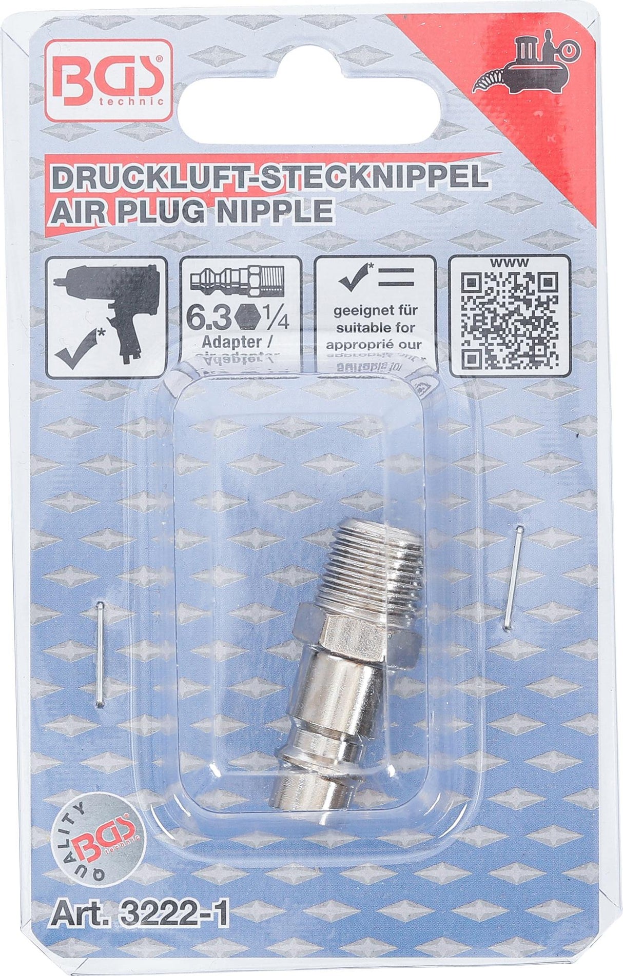 AIR NIPPLE | 6.3 MM (1/4") EXTERNAL THREAD (3222-1)