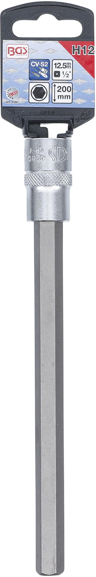 BIT SOCKET | LENGTH 200 MM | 12.5 MM (1/2") DRIVE | INTERNAL HEXAGON 12 MM (4280)