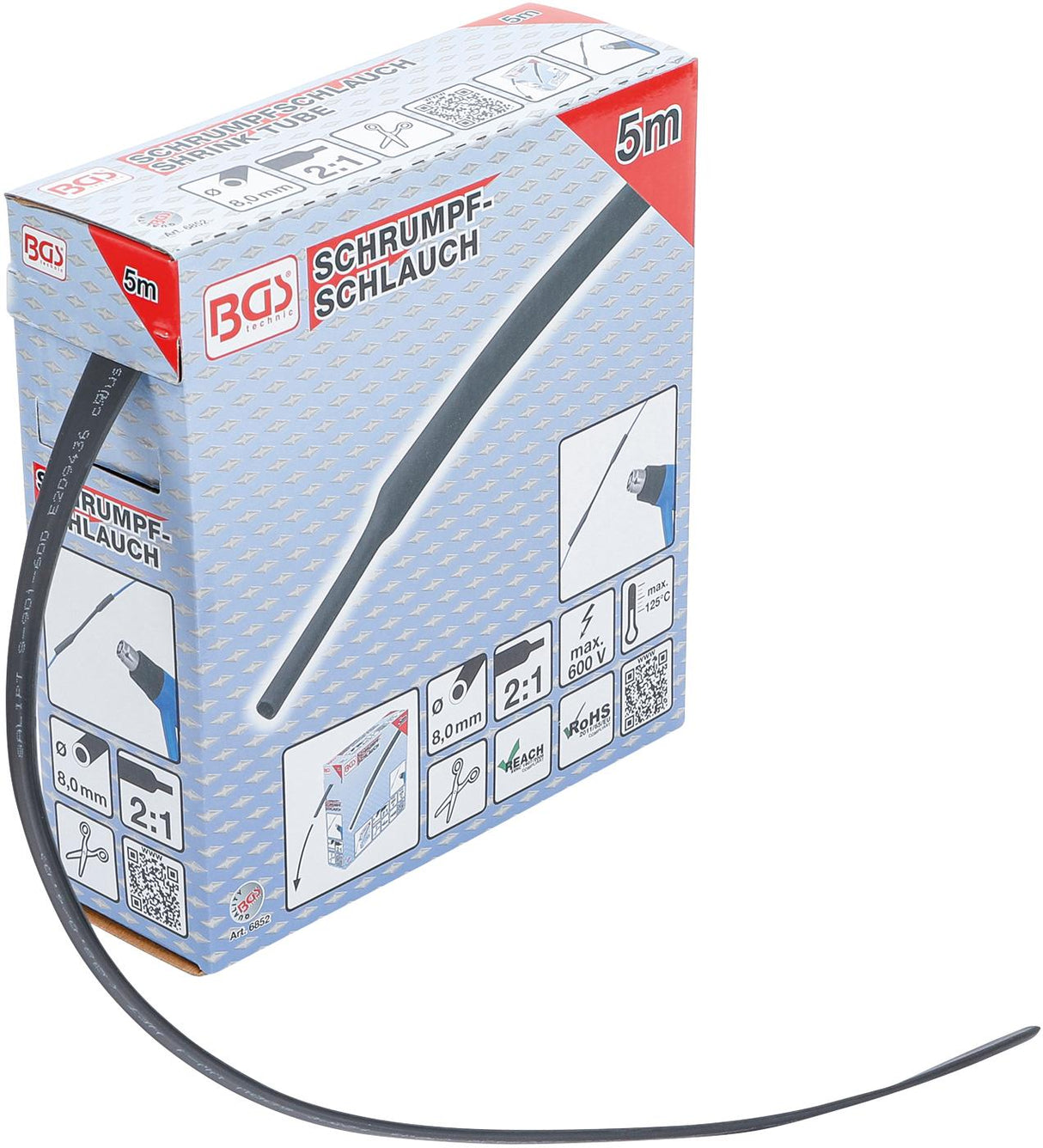 SHRINK TUBE BOX | BLACK | Ø 8 MM | 5 M (6852)