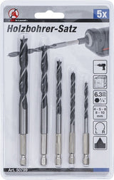 WOOD DRILL SET | 6 - 14 MM | 6-POINT SHAFT | 5 PCS. (50799)