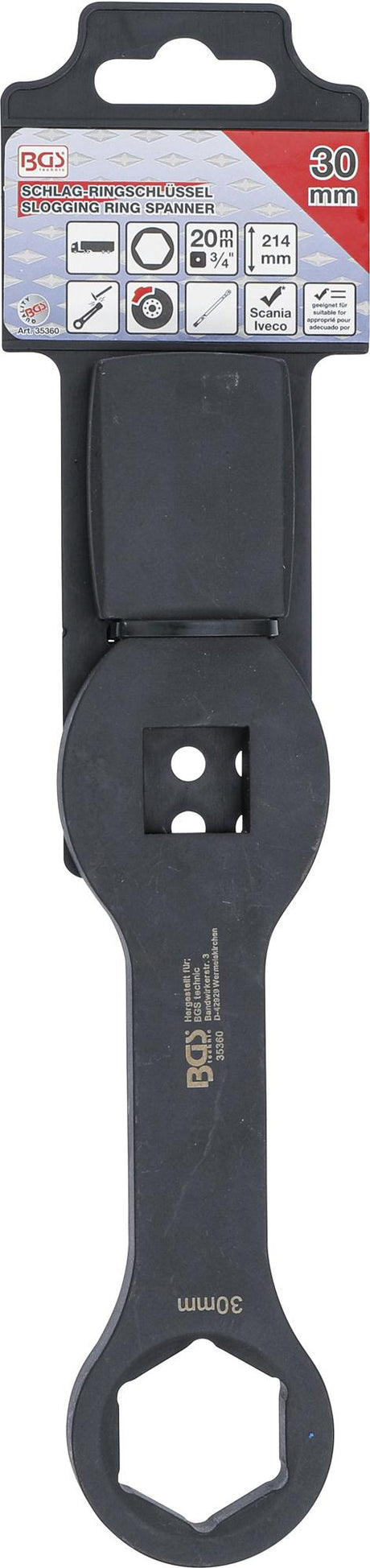 SLOGGING RING SPANNER | HEXAGON | WITH 2 STRIKING FACES | 30 MM (35360)