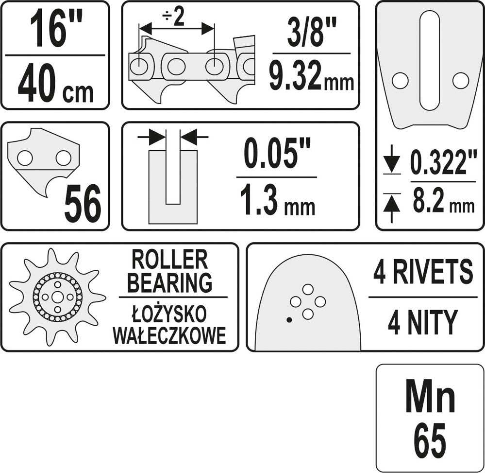 GUIDE BAR 16" 3/8"P (YT-84935)