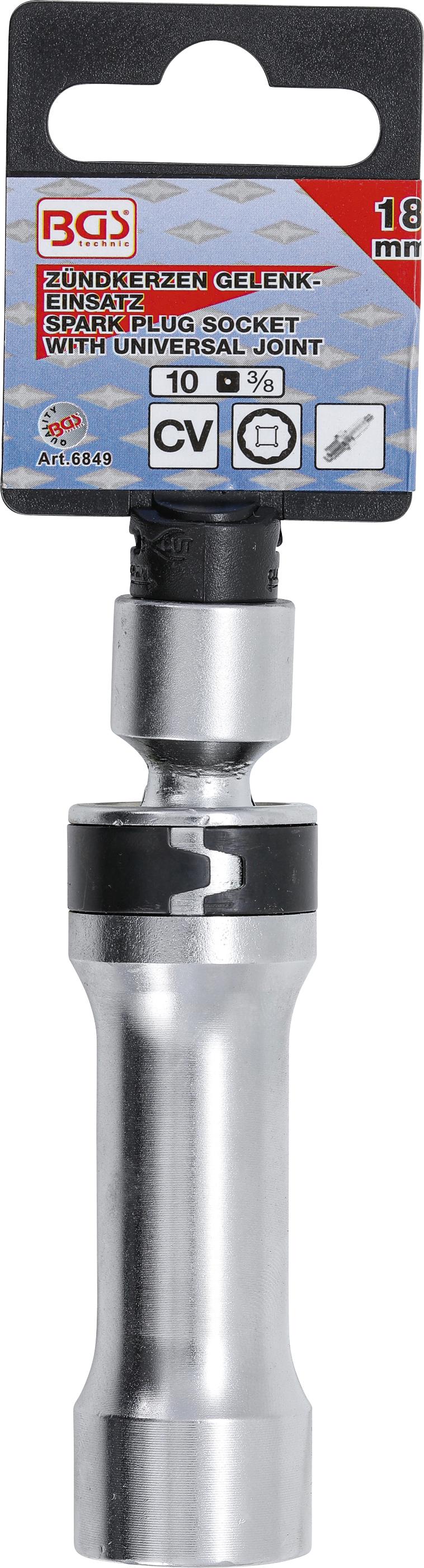 SPARK PLUG SOCKET, 12-POINT, WITH RETAINING SPRING | 10 MM (3/8") DRIVE | 18 MM (6849)