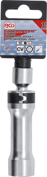 SPARK PLUG SOCKET, 12-POINT, WITH RETAINING SPRING | 10 MM (3/8") DRIVE | 18 MM (6849)