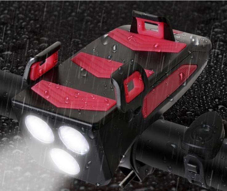 BICYCLE LIGHT WITH PHONE HOLDER | SIGNAL | MULTIFUNCTION / POWERBANK | USB | 3 LED (RBL3)