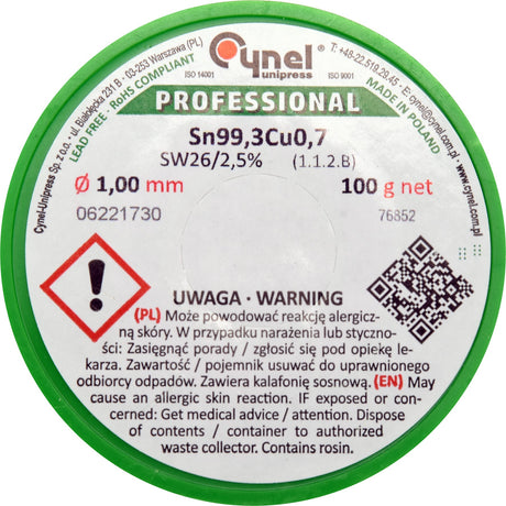 LEAD FREE SOLDER 1MM 100G (76852)