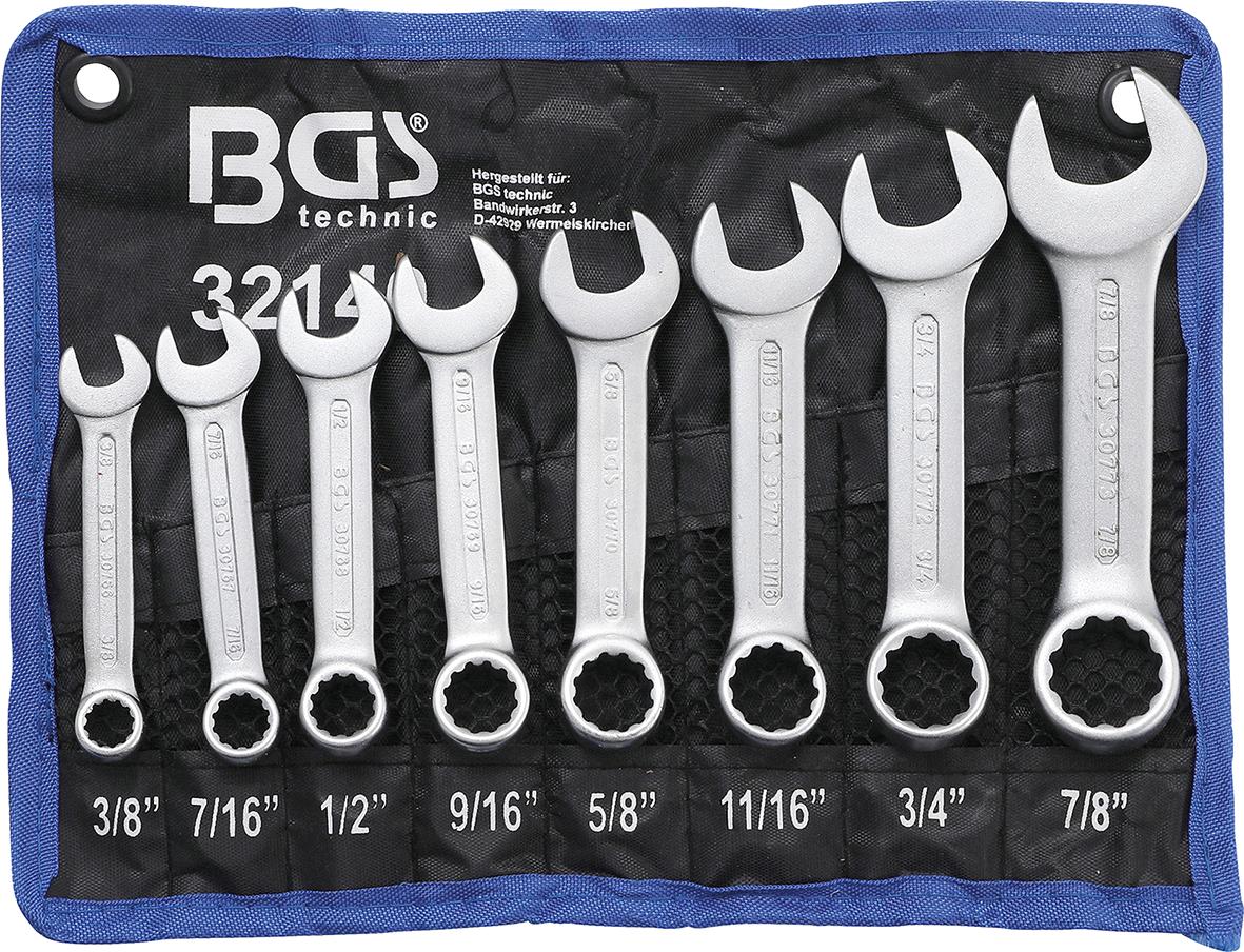 COMBINATION SPANNER SET | EXTRA SHORT | INCH SIZES | 3/8" - 7/8" | 8 PCS. (32140)