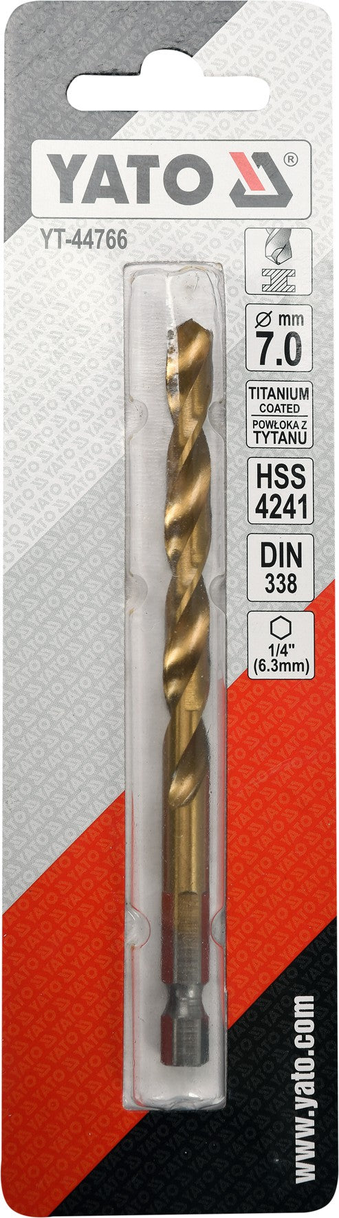 METAL DRILL WITH HEX SHANK 7,0MM TITAN (YT-44766)