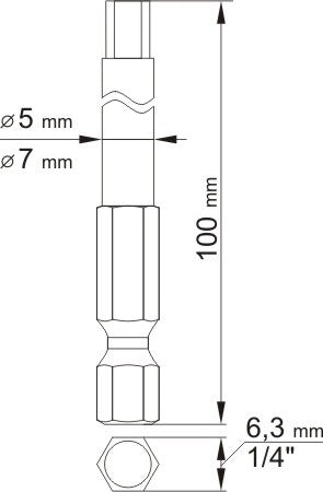 SCREWDRIVER BITS - HEX TAMPER 4;6 L100MM (YT-0495)