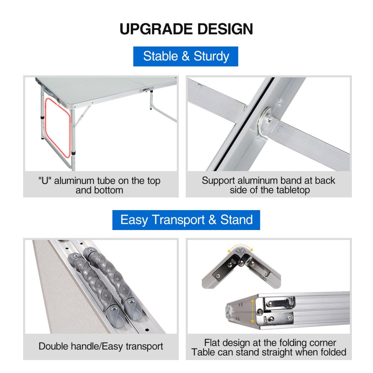 FOLDABLE TABLE / COUNTER | ALUMINUM | ADJUSTABLE HEIGHT (LC01)