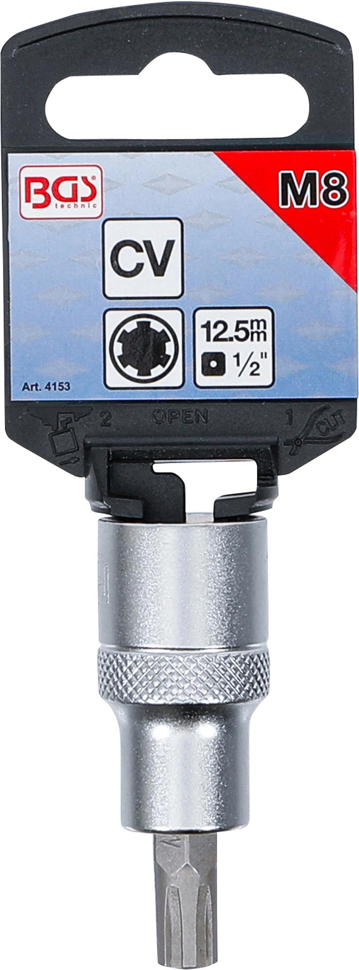 BIT SOCKET | 12.5 MM (1/2") DRIVE | SPLINE (FOR RIBE) M8 (4153)
