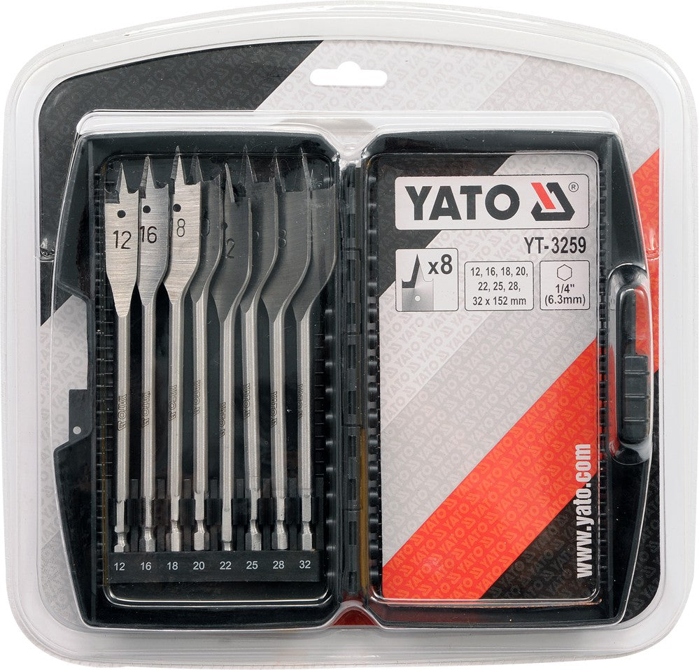 FLAT WOOD DRILL BIT SET 8PCS 12-32MM (YT-3259)