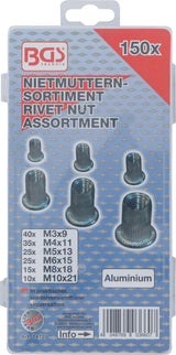 RIVET NUTS ASSORTMENT | ALUMINIUM | 150 PCS. (14127)