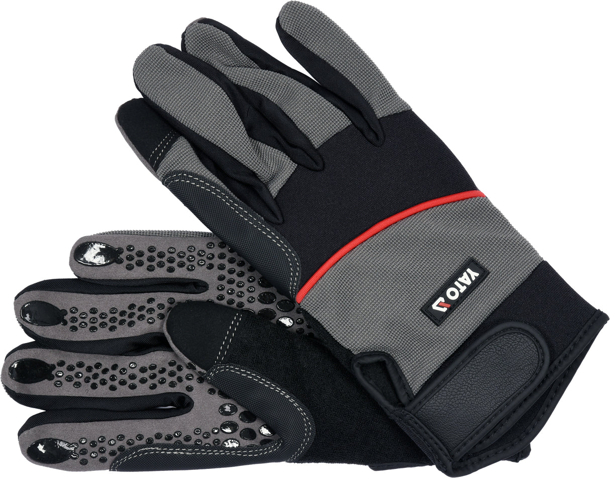 GLOVES WITH SILICONE DOTS S. 10 (YT-74666)
