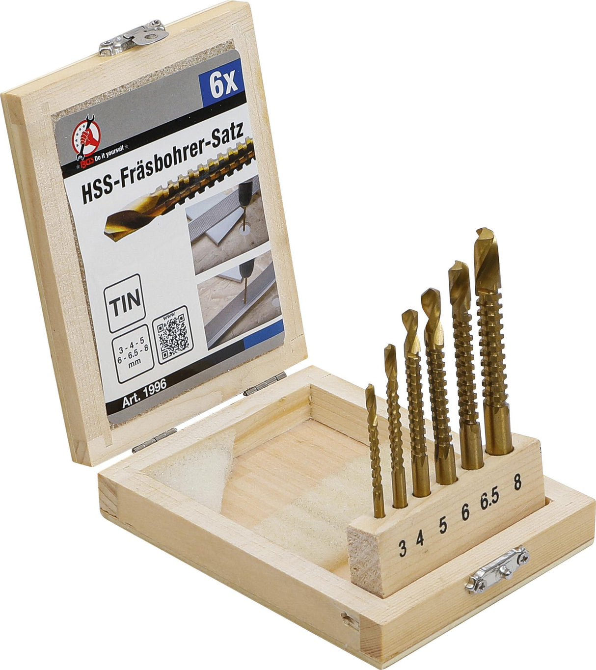 HSS MILLING DRILL SET | TITANIUM COATED | 3 - 8 MM | 6 PCS. (1996)