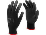 WORKING GLOVES NYLON/PU BLACK S. 10 (YT-7473)