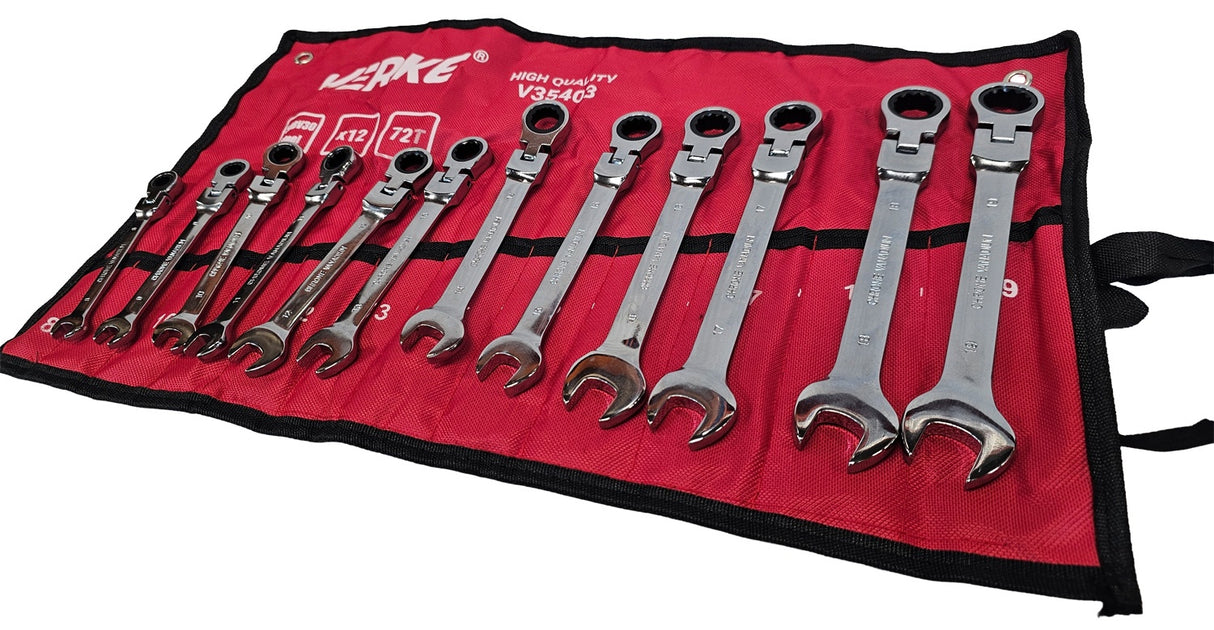 RATCHET WRENCH SET | FLEX HEAD | 8-19 MM | 12 PCS. (H00403)