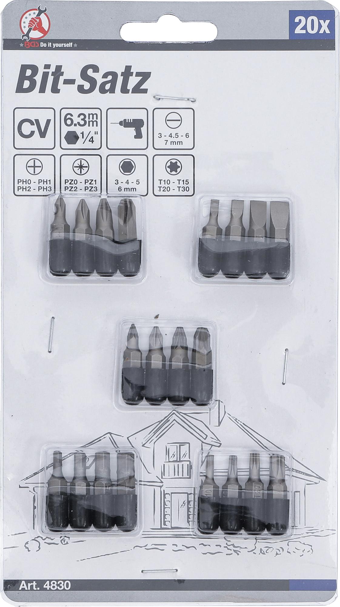 BIT SET | 6.3 MM (1/4") DRIVE | 20 PCS. (4830)