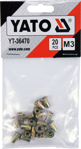 THREADED STEEL RIVET NUTS M3, 20PCS (YT-36470)