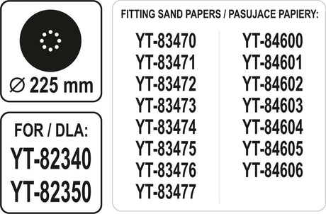 SANDING PAD 225MM (YT-82353)