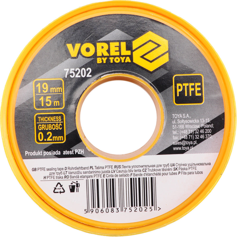 PTFE TAPE 15MX19MMX0.2MM (75202)