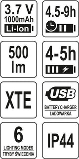HEADLIGHT 500LM RECHARGEABLE (YT-08596)