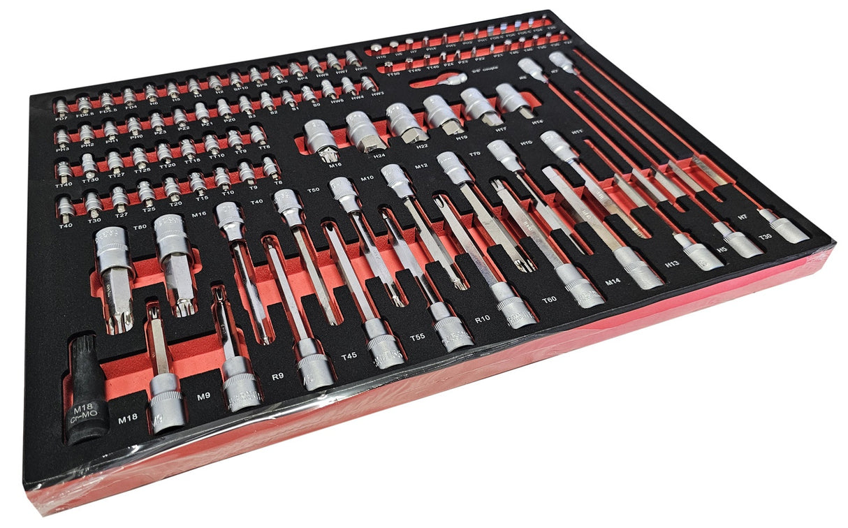 TOOL CABINET ON WHEELS XXL | METAL WORKTOP | WITH TOOLS | 7 DRAWERS / 1 DOOR (H7008)