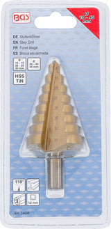 STEP DRILL | TITANIUM-NITRIDED | Ø 10 - 45 MM (74430B)