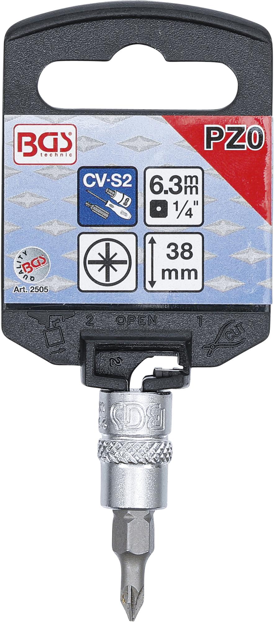 BIT SOCKET | 6.3 MM (1/4") DRIVE | CROSS SLOT PZ0 (2505)