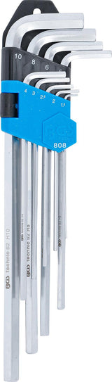 L-TYPE WRENCH SET | EXTRA LONG | INTERNAL HEXAGON 1.5 - 10 MM | 9 PCS. (808)