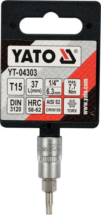 SOCKET BIT TORX 1/4" T15 L37MM (YT-04303)