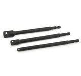 LONG ADAPTER SET FROM 1/4" (6.3 MM) TO SOCKETS 1/4" - 3/8" - 1/2", 150 MM (SA03)