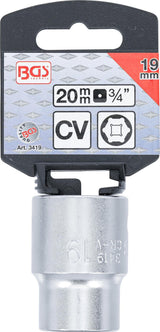 SOCKET, HEXAGON | 20 MM (3/4") DRIVE | 19 MM (3419)