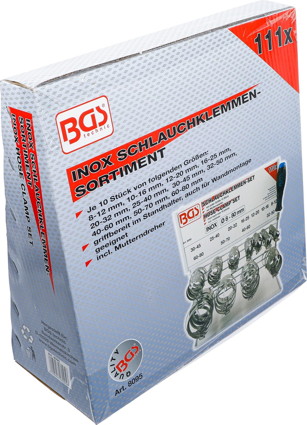 HOSE CLAMP SET | STAINLESS | ON DISPLAY BOARD | 111 PCS. (8095)
