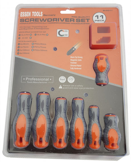 SCREWDRIVER SET | MAGNETIZER TOOL / L-TYPE SCREWDRIVERS | SLOTTED SL / PHILLIPS | 11 PCS. (SK5011)