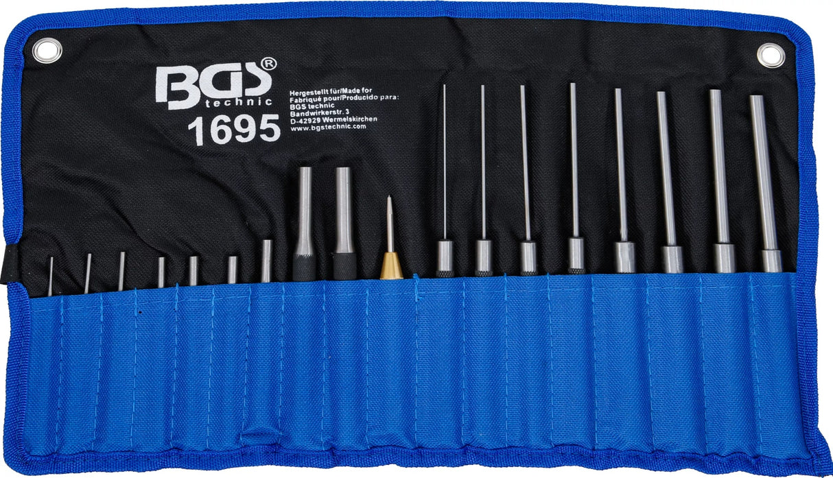 PARALLEL PIN PUNCH SET | 100-150-200 MM | 1.5 - 9.5 MM | INCL CENTRE PUNCHES | 18 PCS. (1695)