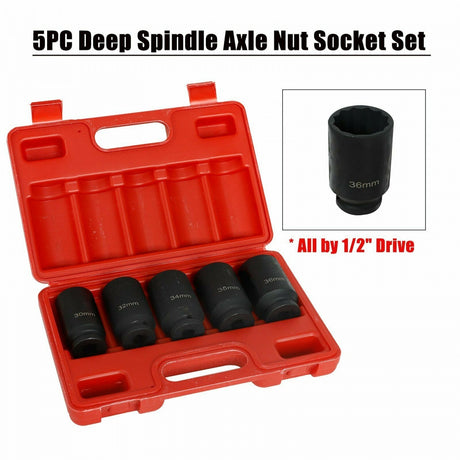 LONG IMPACT SOCKET SET | 12-POINT | 30 - 36 MM | 5 PCS. (H1552)