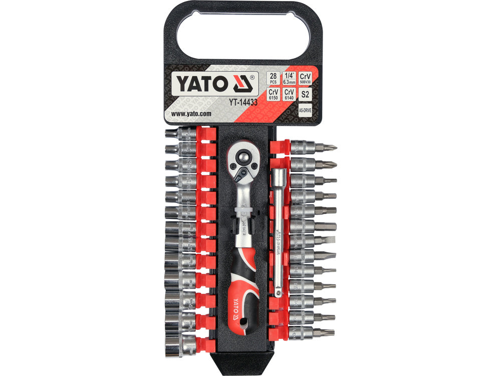 28 PCS DRIVE SOCKETS SET 1/4" (YT-14433)