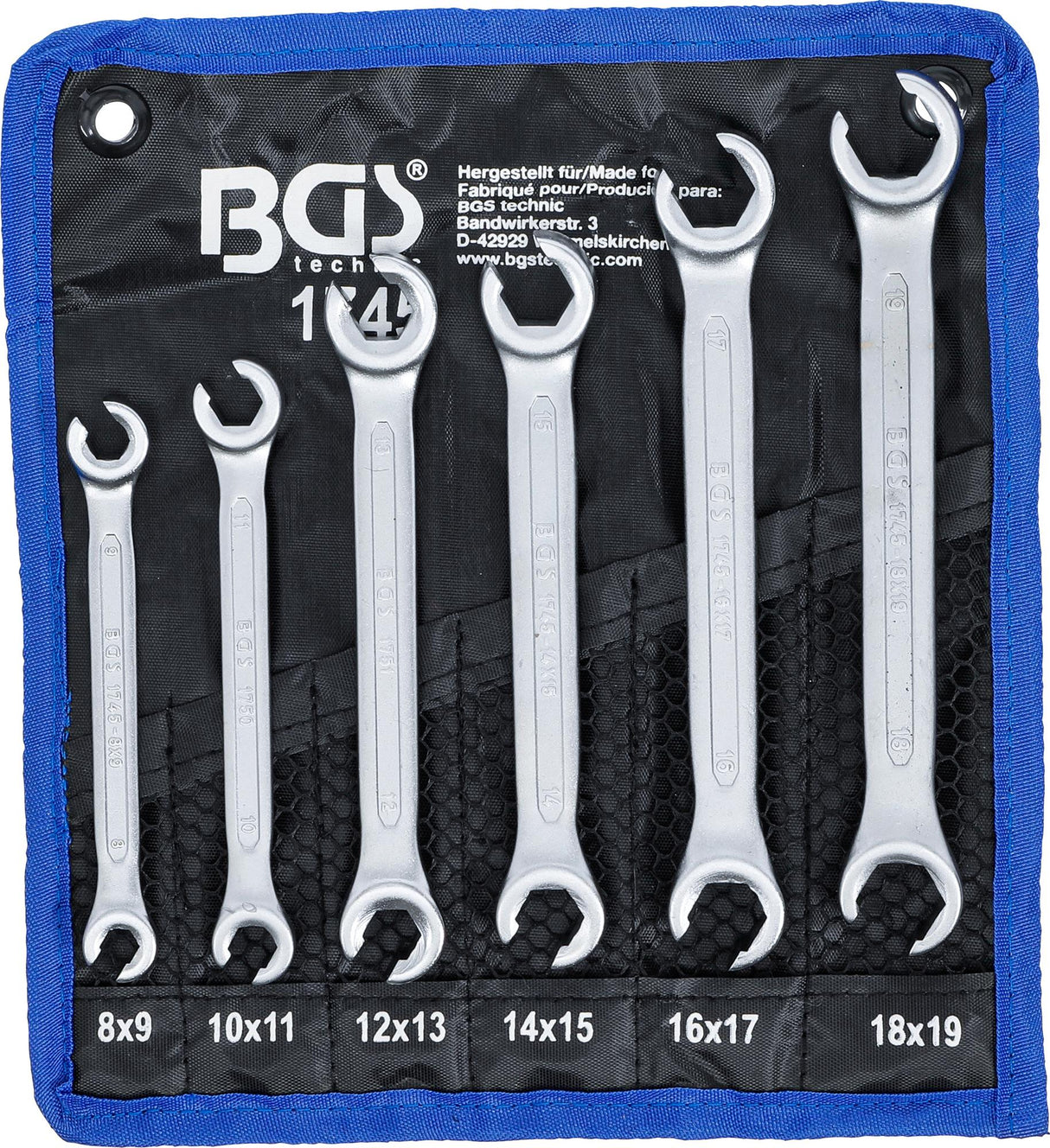 DOUBLE RING SPANNER SET, OPEN TYPE | 8 X 9 - 18 X 19 MM | 6 PCS. (1745)