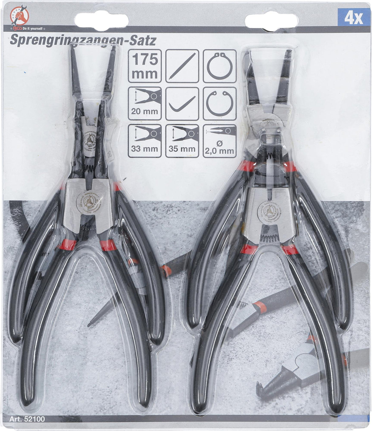 CIRCLIP PLIERS SET | 175 MM | 4 PCS. (52100)