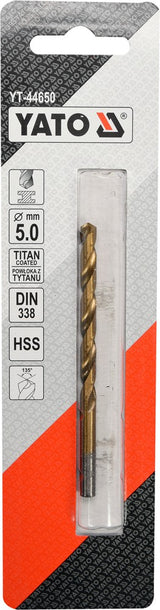 TWIST DRILL BIT HSS-TIN 5 MM (YT-44650)