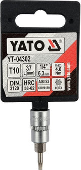 SOCKET BIT TORX 1/4" T10 L37MM (YT-04302)