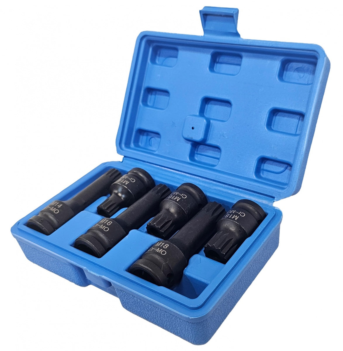 IMPACT BIT SET | WITH HOLE | 12.5 MM (1/2") | SPLINE (XZN) | 6 PCS. (S1121)