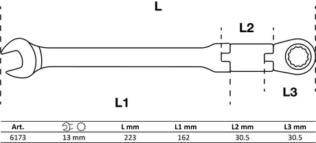 DOUBLE-JOINT RATCHET COMBINATION WRENCH | ADJUSTABLE | 13 MM (6173)