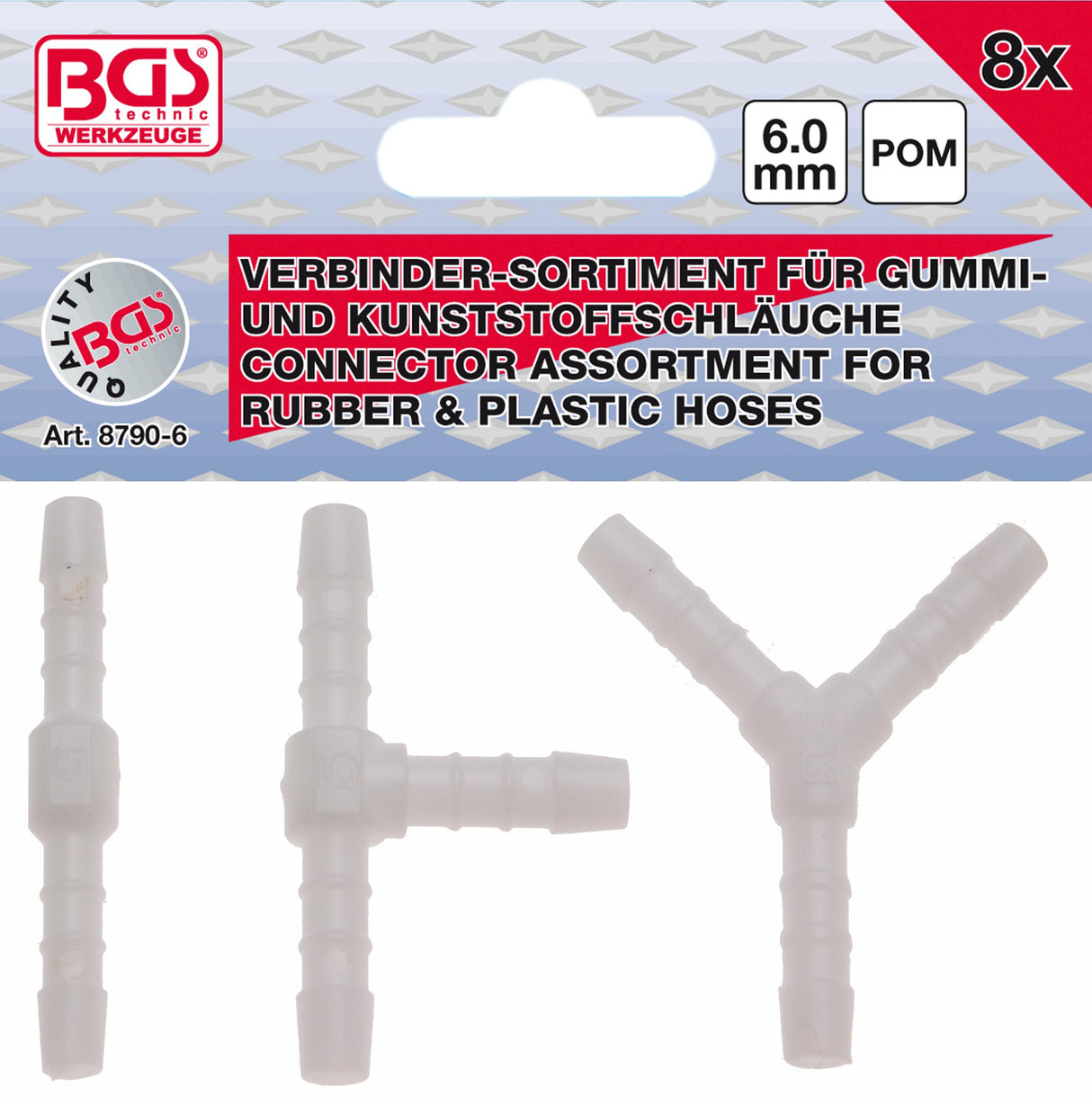 HOSE CONNECTOR ASSORTMENT | FUEL RESISTANT | 6 MM | 8 PCS. (8790-6)