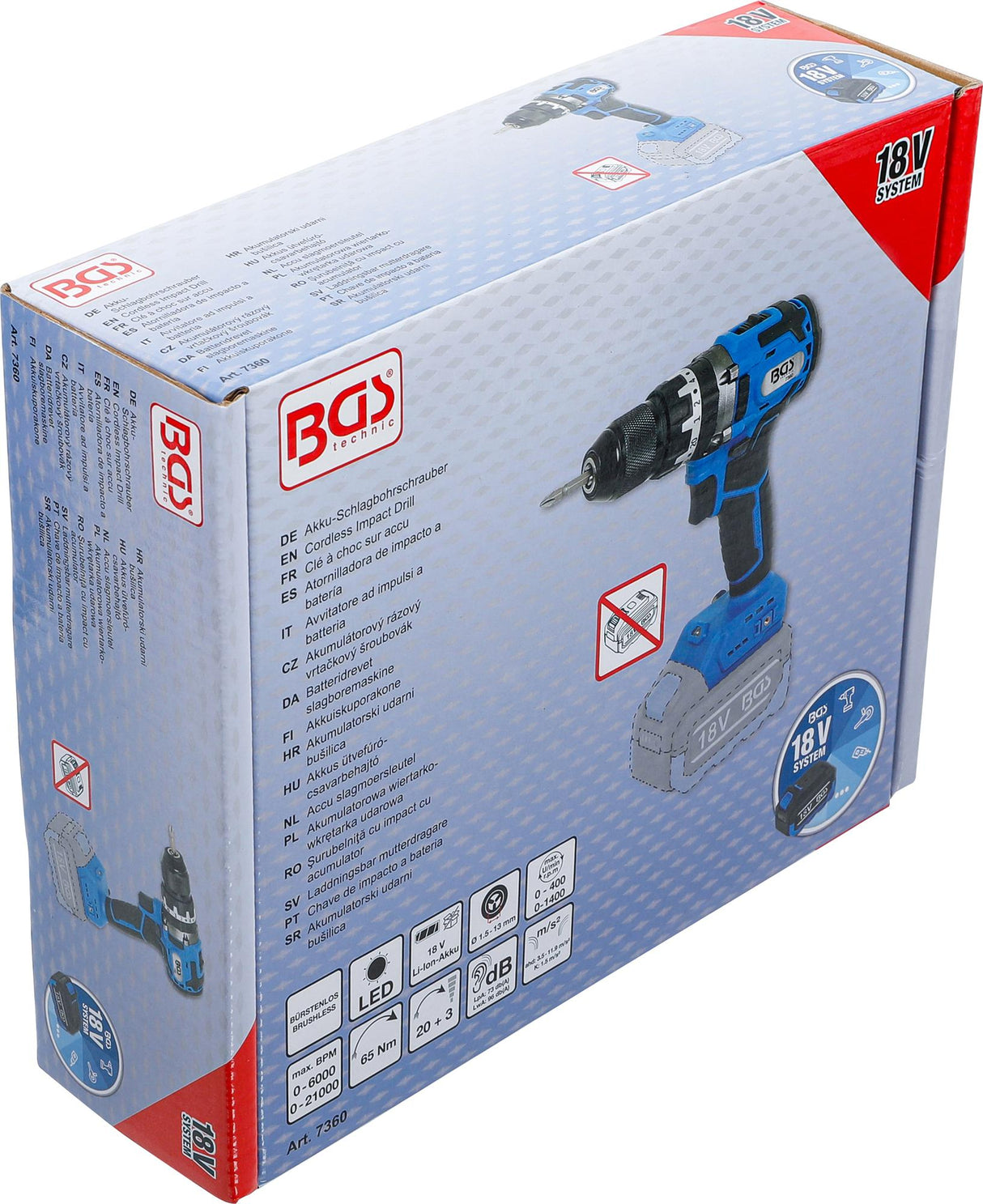 CORDLESS IMPACT DRILL | BRUSHLESS | 65 NM | 18 V | WITHOUT RECHARGEABLE BATTERY (7360)