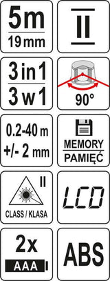 LASER DISTANCE METER W/ MEASURING TAPE (YT-73122)