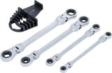 DOUBLE RATCHET RING SPANNER SET | ADJUSTABLE | WITH E-TYPE RING HEADS | E6 - E24 | 4 PCS. (71028)