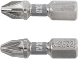 SCREWDRIVER BITS 1/4 25MM PZ2 2 PCS NI (YT-78004)